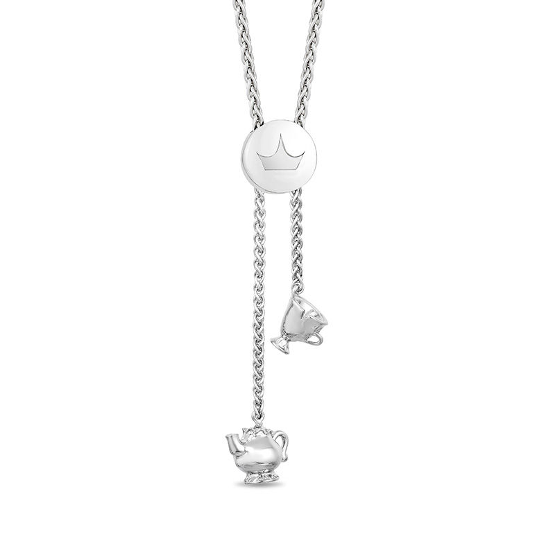 Main Image 3 of Enchanted Disney Belle 0.086 CT. T.W. Diamond Bypass Rose Bolo Bracelet in Sterling Silver and 10K Rose Gold - 10.5"