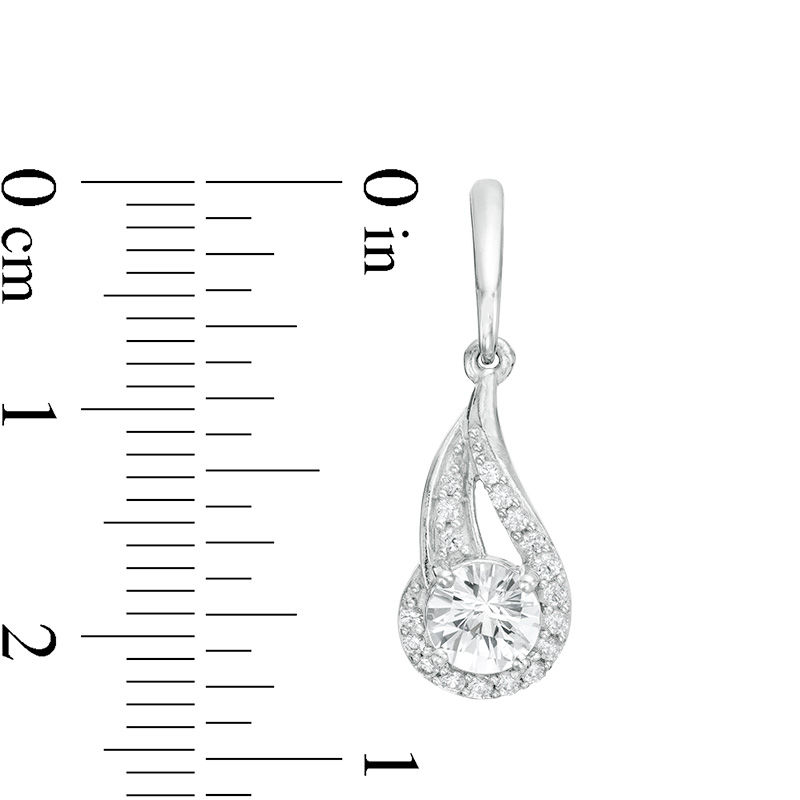 Main Image 3 of 5.0mm Lab-Created White Sapphire Open Flame Drop Earrings in Sterling Silver