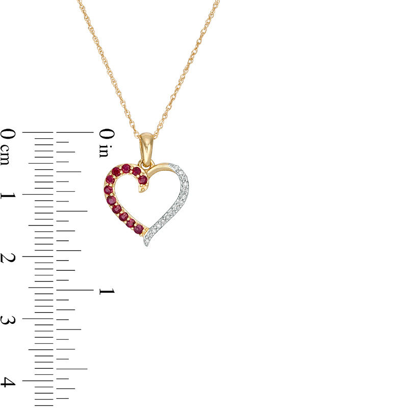 Ruby and 0.04 CT. T.W. Diamond Half-and-Half Heart Pendant in 10K Gold