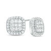 Thumbnail Image 0 of Lab-Created White Sapphire Composite Cushion Frame Stud Earrings in Sterling Silver
