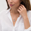 Thumbnail Image 2 of Multi-Shape Lab-Created White Sapphire Cluster Vintage-Style Frame Heart Pendant in Sterling Silver