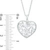 Thumbnail Image 3 of Multi-Shape Lab-Created White Sapphire Cluster Vintage-Style Frame Heart Pendant in Sterling Silver