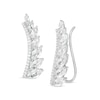 Thumbnail Image 0 of Marquise and Round Lab-Created White Sapphire Graduated Curved Bar Crawler Earrings in Sterling Silver