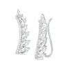 Thumbnail Image 0 of Marquise and Round Lab-Created White Sapphire Graduated Curved Bar Crawler Earrings in Sterling Silver