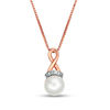 6.0mm Freshwater Cultured Pearl and Diamond Accent Loop Pendant in 10K Rose Gold