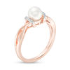 Thumbnail Image 2 of 6.0mm Cultured Freshwater Pearl and Diamond Accent Collar Twist Shank Ring in 10K Rose Gold