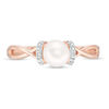 Thumbnail Image 3 of 6.0mm Cultured Freshwater Pearl and Diamond Accent Collar Twist Shank Ring in 10K Rose Gold