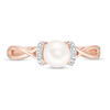 6.0mm Freshwater Cultured Pearl and Diamond Accent Collar Twist Shank Ring in 10K Rose Gold