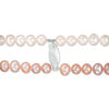 Dyed Multi-Colour and White Freshwater Cultured Pearl Double Strand Necklace with Sterling Silver Filigree Clasp-16"