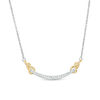 0.145 CT. T.W. Diamond Love Knot Curved Bar Necklace in Sterling Silver and 10K Gold - 16.43"