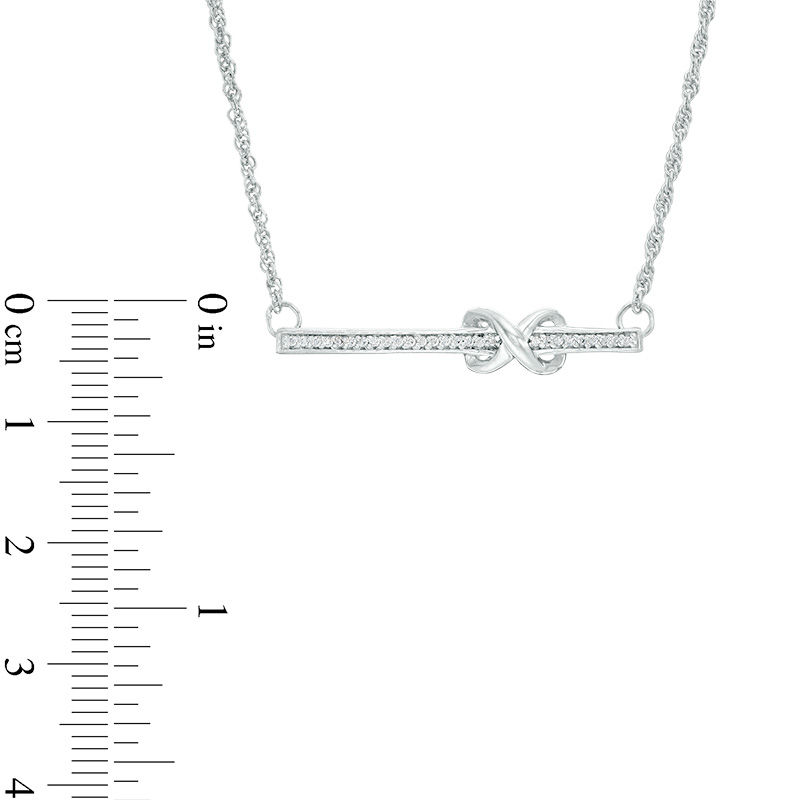 0.067 CT. T.W. Diamond Infinity Knot Bar Necklace in Sterling Silver - 16.75"