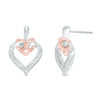 Thumbnail Image 0 of 0.085 CT. T.W. Diamond Interlocking Infinity Heart Drop Earrings in Sterling Silver and 10K Rose Gold