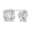 Thumbnail Image 1 of 0.115 CT. T.W. Diamond Love Knot Stud Earrings in Sterling Silver