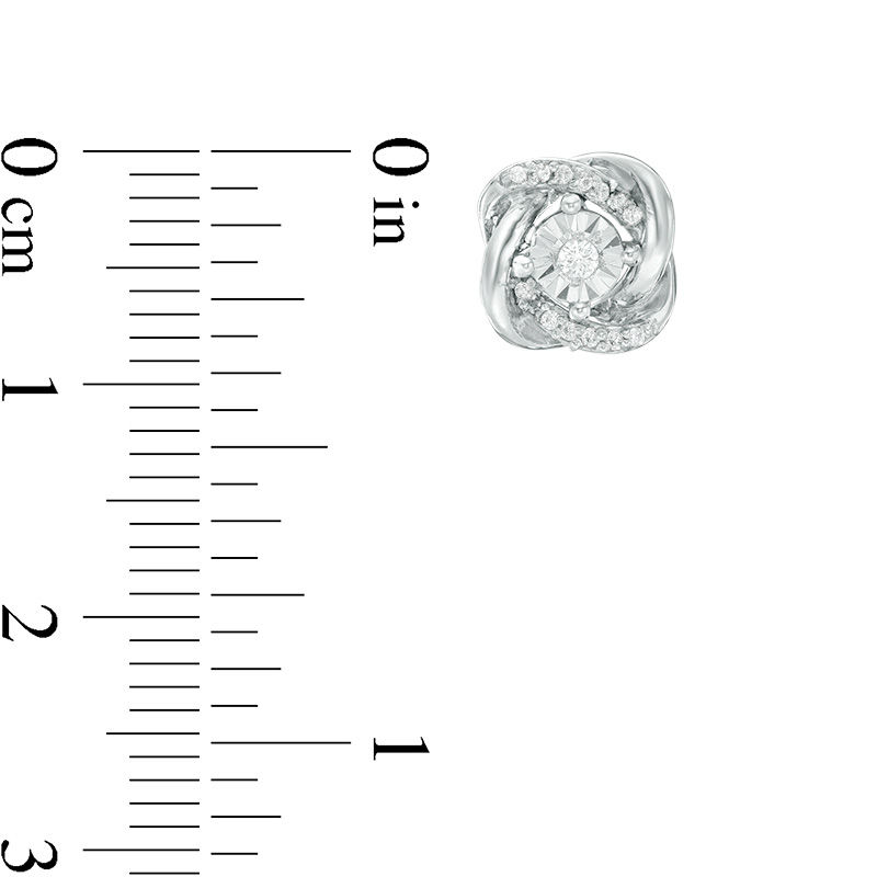 Main Image 2 of 0.115 CT. T.W. Diamond Love Knot Stud Earrings in Sterling Silver