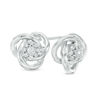 Thumbnail Image 1 of 0.18 CT. T.W. Diamond Frame Love Knot Stud Earrings in Sterling Silver