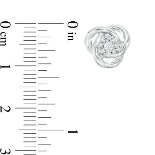 0.18 CT. T.W. Diamond Frame Love Knot Stud Earrings in Sterling Silver