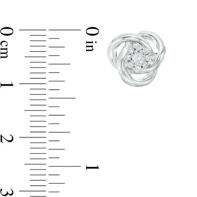 0.18 CT. T.W. Diamond Frame Love Knot Stud Earrings in Sterling Silver