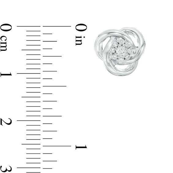 0.18 CT. T.W. Diamond Frame Love Knot Stud Earrings in Sterling Silver