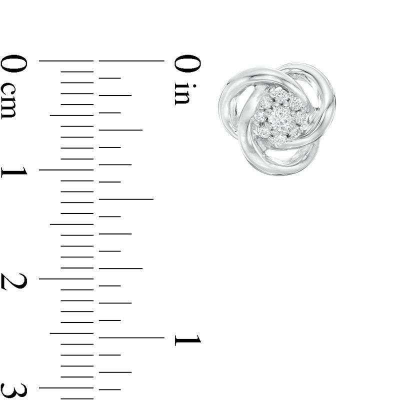 0.18 CT. T.W. Diamond Frame Love Knot Stud Earrings in Sterling Silver