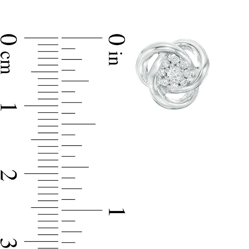 Main Image 2 of 0.18 CT. T.W. Diamond Frame Love Knot Stud Earrings in Sterling Silver
