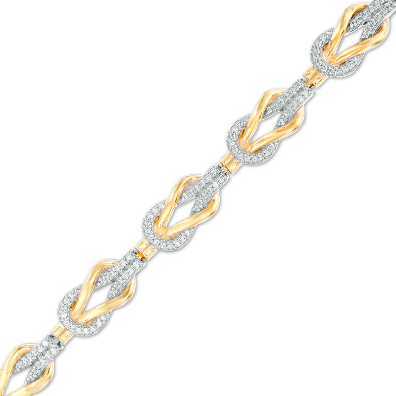 0.58 CT. T.W. Diamond Double Knot Bracelet in Sterling Silver with 14K Gold Plate