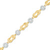 Thumbnail Image 0 of 0.58 CT. T.W. Composite Diamond Double Knot Alternating Bracelet in Sterling Silver with 14K Gold Plate