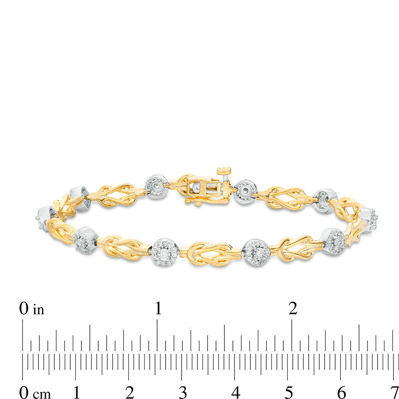 0.58 CT. T.W. Composite Diamond Double Knot Alternating Bracelet in Sterling Silver with 14K Gold Plate