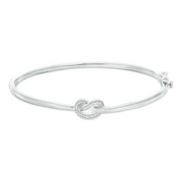 0.065 CT. T.W. Diamond Love Knot Pretzel Bangle in Sterling Silver