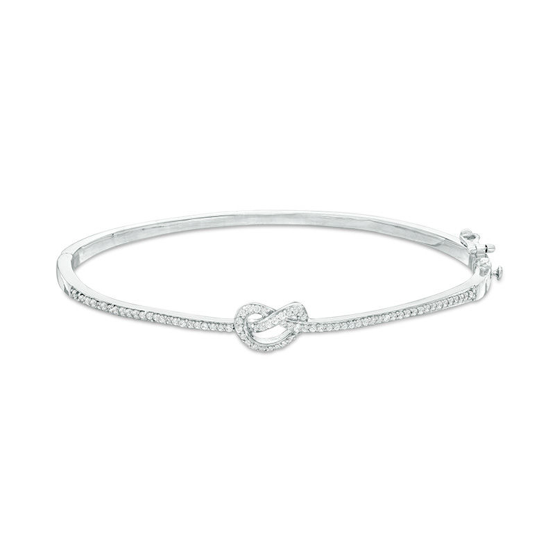 0.45 CT. T.W. Diamond Love Knot Pretzel Bangle in Sterling Silver|Peoples Jewellers