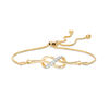 Thumbnail Image 0 of 0.145 CT. T.W. Diamond Infinity Knot Bolo Bracelet in Sterling Silver with 14K Gold Plate - 9.5"