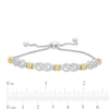Thumbnail Image 3 of 0.38 CT. T.W. Diamond Infinity Knot and "X" Bolo Bracelet in Sterling Silver with 14K Gold Plate - 9.5"