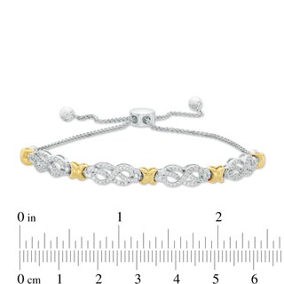 0.38 CT. T.W. Diamond Infinity Knot and "X" Bolo Bracelet in Sterling Silver with 14K Gold Plate - 9.5"