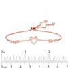 Thumbnail Image 2 of 0.18 CT. T.W. Diamond Love Knot Heart Bolo Bracelet in Sterling Silver with 14K Rose Gold Plate - 9.5"