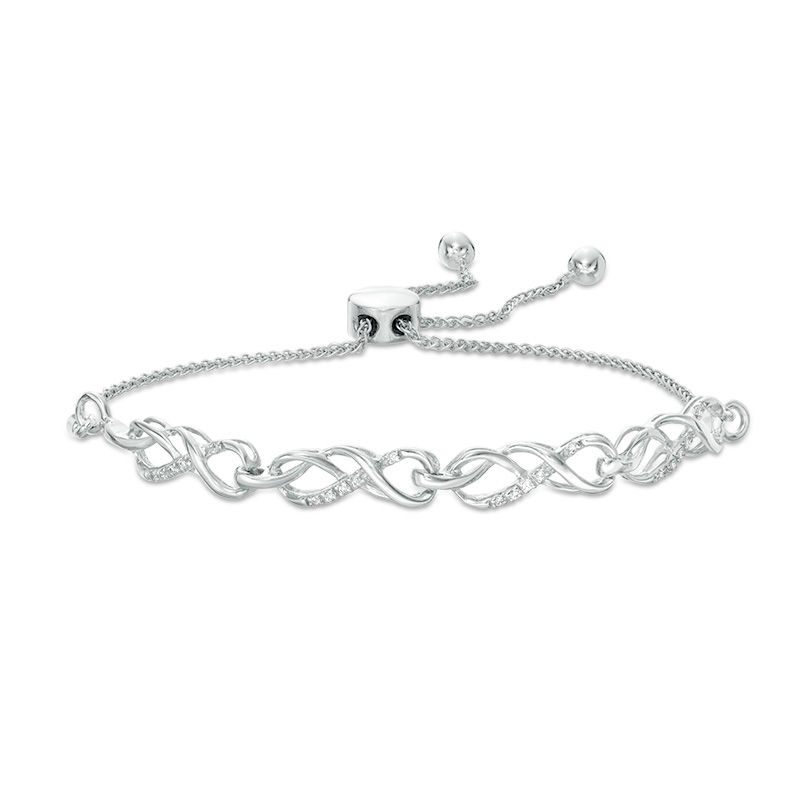 0.065 CT. T.W. Diamond Infinity Knot Bolo Bracelet in Sterling Silver - 9.5"|Peoples Jewellers