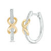 Thumbnail Image 0 of 0.086 CT. T.W. Diamond  Infinity Knot Oval Hoop Earrings in Sterling Silver and 10K Gold