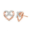 Thumbnail Image 0 of 0.18 CT. T.W. Diamond Infinity Heart Stud Earrings in 10K Rose Gold