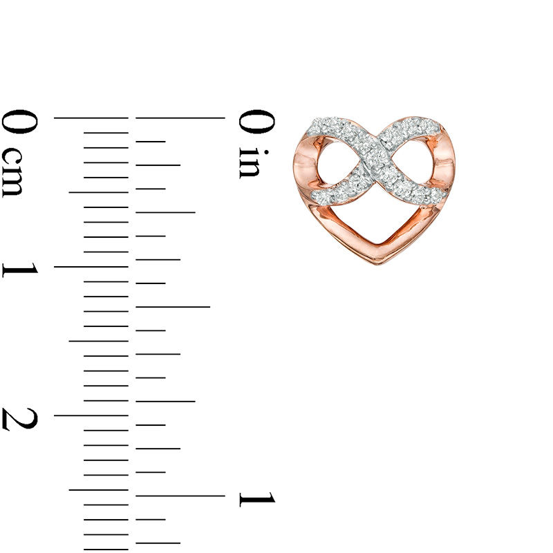 0.18 CT. T.W. Diamond Infinity Heart Stud Earrings in 10K Rose Gold