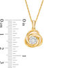 Thumbnail Image 1 of 0.145 CT. T.W. Diamond Frame Love Knot Pendant in 10K Gold