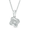 Thumbnail Image 1 of 0.04 CT. T.W. Diamond Love Knot Pendant in 10K White Gold
