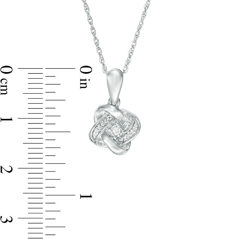 0.04 CT. T.W. Diamond Love Knot Pendant in 10K White Gold