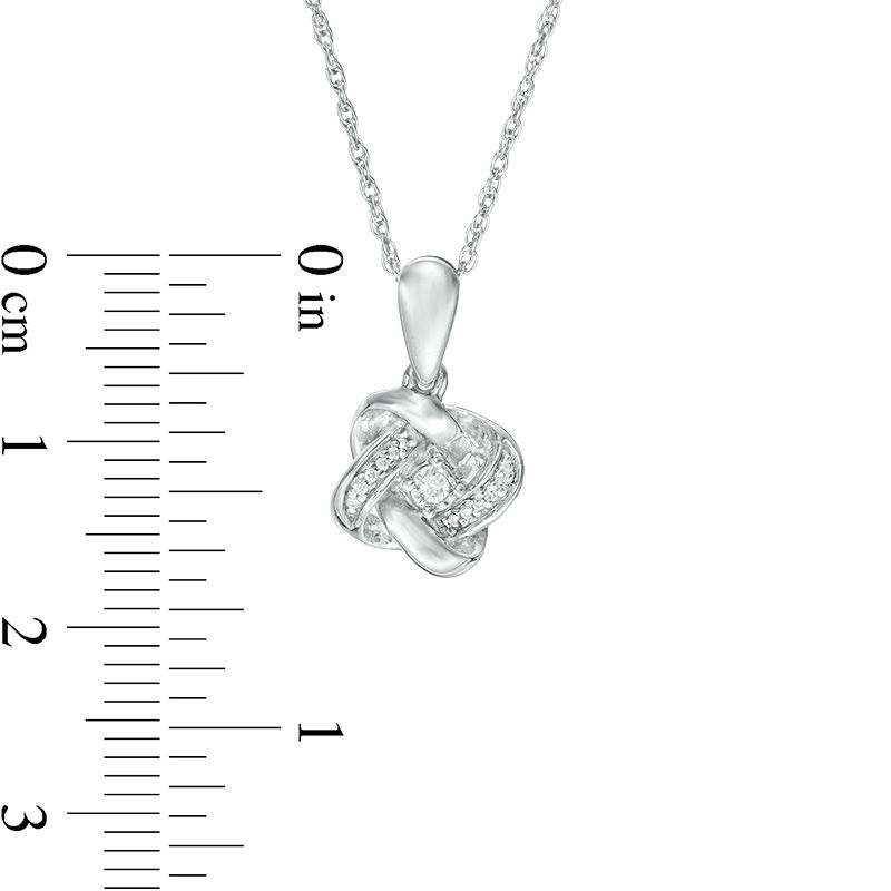Main Image 2 of 0.04 CT. T.W. Diamond Love Knot Pendant in 10K White Gold