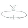 Thumbnail Image 0 of 0.10 CT. T.W. Diamond Sideways Cross Bolo Bracelet in Sterling Silver - 9.5"