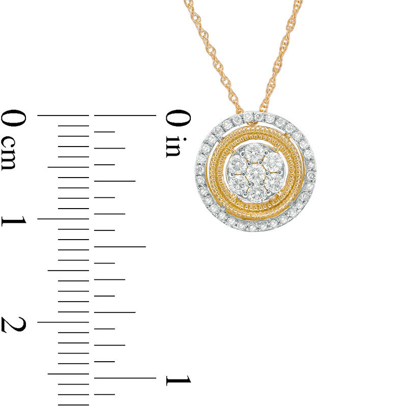 Main Image 3 of 0.33 CT. T.W. Composite Diamond Frame Vintage-Style Medallion Pendant in 10K Gold