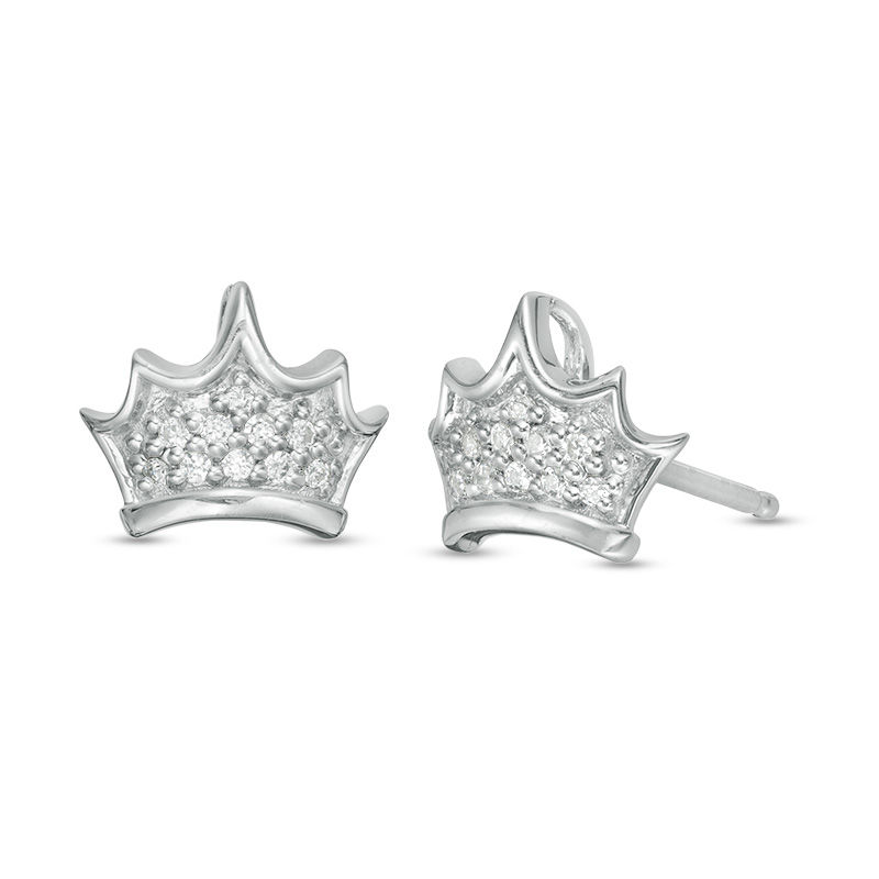 Main Image 1 of 0.10 CT. T.W. Diamond Tiara Stud Earrings in 10K White Gold