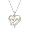 0.10 CT. T.W. Diamond Double Heart "MOM" Pendant in Sterling Silver and 10K Gold