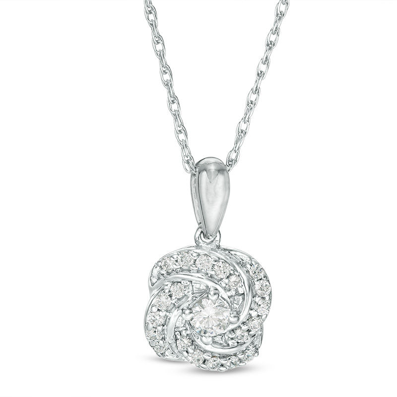 0.23 CT. T.W. Diamond Swirl Pendant in 10K White Gold|Peoples Jewellers