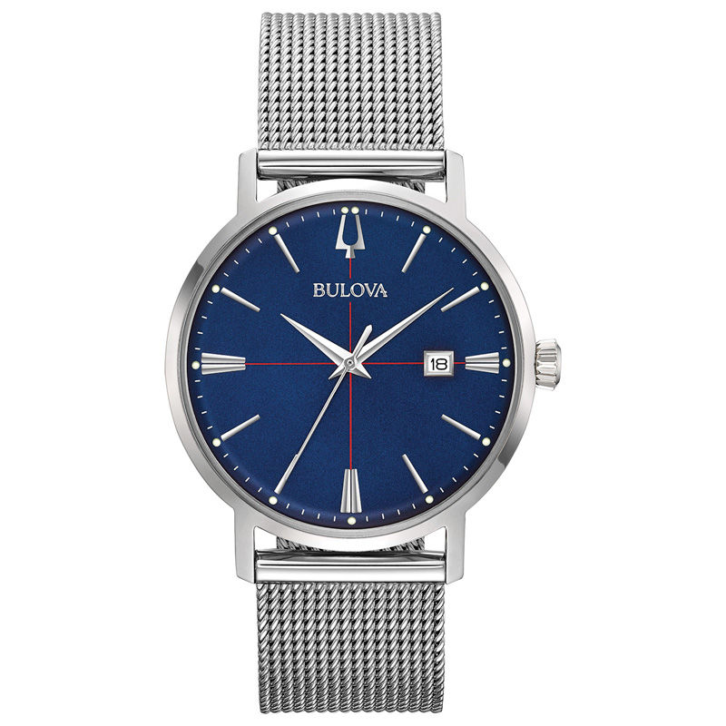 Men s Bulova Classic Aerojet Mesh Watch with Blue Dial Model 96B289