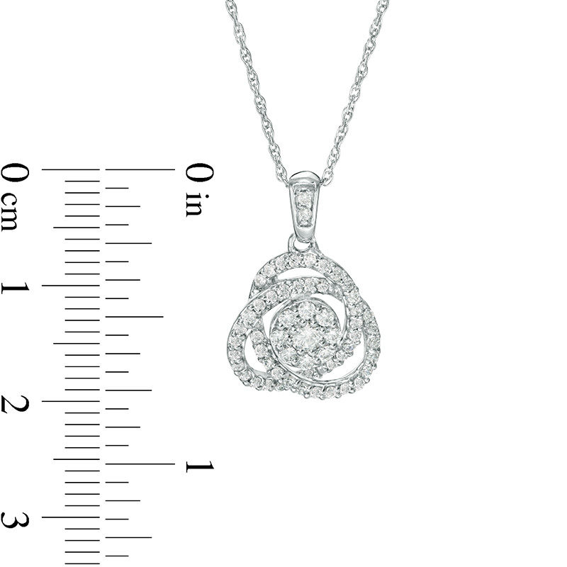 Main Image 2 of 0.45 CT. T.W. Diamond Frame Love Knot Pendant in 10K White Gold