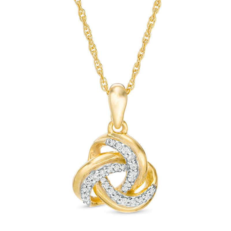 0.085 CT. T.W. Diamond Love Knot Pendant in 10K Gold