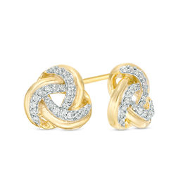 0.146 CT. T.W. Diamond Love Knot Stud Earrings in 10K Gold